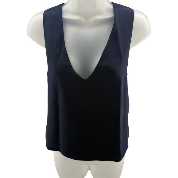 Club Monaco Tops - Club Monaco Navy Blue Deep V-Neck Cross Back Sleeveless Shirt XSmall NEW